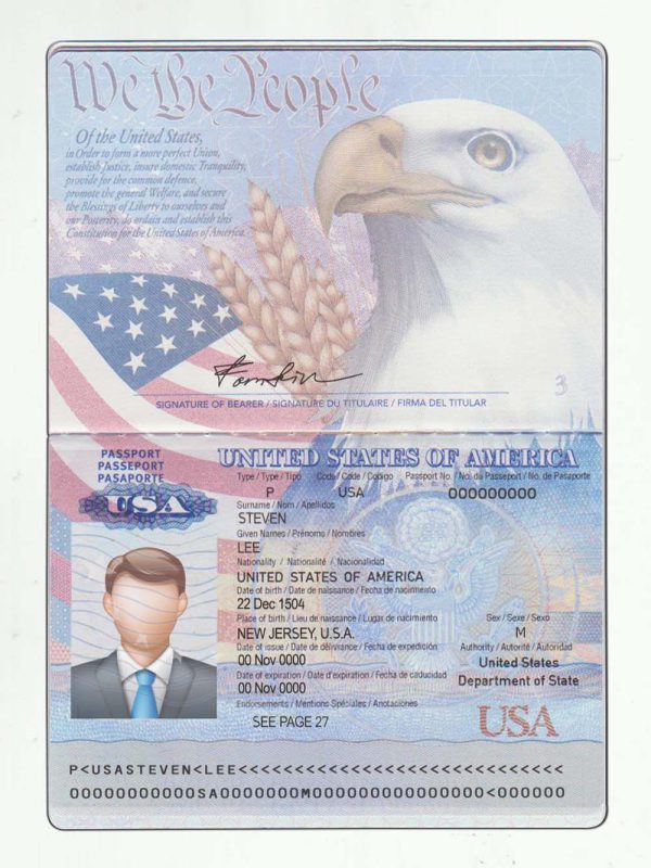 USA Passport Template American Passport PS/PSD Template (V1-1 Version)